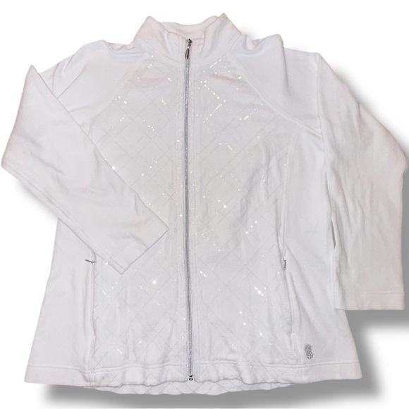 TOMMY BAHAMA Aruba Diamond Days Embroidered Full-Zip Sweatshirt - XL White - Picture 7 of 15